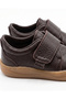 Genuine Leather Orthopedic Flexible Sole Children's Shoes with Velcro - Brown - 4