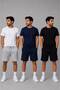 3 Pieces Black+Gray+Navy Blue Shorts