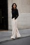 Women's Black Color Gathered Crew Neck Long Sleeve Blouse - 8
