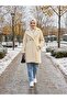 Women's Double-Breasted Lined Buttoned Beige Plush Coat - 5