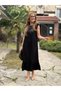 Women's Gathered Off the Shoulder Boat Neck Ruffle Janjan Crepe Dress - 5