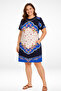 Patterned Cotton Short Sleeve Pocketed V-Neck Women's Plus Size Dress