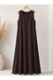 Women's Crew Neck Sleeveless Loose Long Dress Casual Comfortable Cut - 5