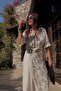 Embroidered Skirt Shirt Set Beige - 6