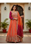 Orange & Pink Heavy Georgette Embroidered Gown Set - HRT7236 | Orange & Pink-Size:M-38-Inches - 7