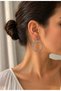 Women's Steel Silver Color Geometric Hoop Earrings |   Modern Oversize Design - 3