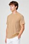 Men Slim Fit Short Sleeve Training T-Shirt, Beige - 3