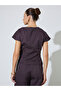 Brown Pinstripe Asymmetric Hem Top - 5
