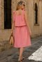 Women's Pink Straps Tie-Up Elastic Waist Midi Length Dress Arm-26Y001132 - 2