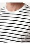 Southblue White Crew Neck Striped Combed Cotton Men's T-Shirt - 3
