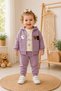 Baby Girl Love Embroidered Hooded Cardigan 3-Piece Top and Bottom Thin Seasonal Set 3-18 Months - 2