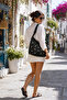 Women's Black Pearl Detailed Straw Shoulder Bag Large Size Zippered Daily Summer Beach Bag - 6