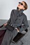Knitted and Button Detailed Double-Breasted Premium Coat Dark Gray 3170 - 2