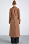 Metal Buttoned Double-Breasted Long Coat Taba 3167 - 7
