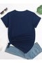 Women's Navy Blue Hedgehog Printed Oversize T-Shirt - 2
