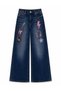 Classic printed wide leg jean trousers - 4