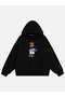 Unisex College Bear Printed Hooded Fleece Oversized Sweatshirt