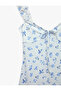 Bürümcük Fabric Lace Detailed Lace-Up Collar Sleeveless Long Floral Dress - 4