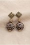 Handmade Brown Leopard Pattern Ceramic and Brass Earrings