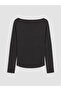 Black Boat Neck Modal Blend Blouse - 7