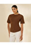 Women Brown Pintuck Waist Knitted Top