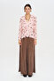 Women's V-Neck Ruffled Polka Dot Shirt - 3
