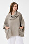 Mink Italian 100% Linen Degaje Collar Poncho Linen Blouse Size 42 - 50