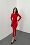 Women's Red Dress Slim Fit Crew Neck Long Sleeve Backless Midi