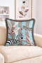 Zebra Figured Leaf Motif Vertical Stripes Modern Design Fringed Throw Pillow Cover Decorative Pillow Cover - 2
