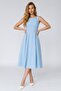 Women's Midi Length Atlas Fabric Pocketed Flared Dress - 7