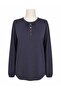 Women's Lycra Blouse for Middle Age and Above, Four Seasons, Mother's Combed Cotton Blouse with Button Pattern and Elastic Sleeves - 4