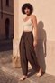 Women's Trousers with Tie Front Detail - Bitter Brown - 2