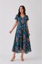 Picasso Patterned 120 cm Cotton Viscose V-Neck Cut Dress |   V-Neck, Loose Women's Dress