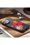 iPhone 14 Pro Max Compatible Case with Camera Protection Black Silicone Couple Phone Case with Floral Pattern - 4