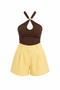 Monaco Gold Buckle Halter Neck Blouse