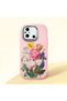 Poco C55 Compatible Case Camera Protector Pink Silicone Couple Phone Case with Floral Pattern