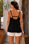 Women's V-Neck Adjustable Strap Tasseled Raw Edge Italian Linen Blouse - 2