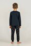 Father Son Navy Blue Cotton Pajama Set, Be Happy Everyday - 4