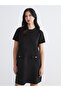 Original Oval Collar Suede Look Mini Dress