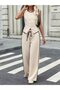 Women's Sleeveless Buttoned Front Vest and Trousers Two-Piece Set - 7