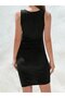 Women's strap bicycle collar side gathered front cross detail viscose short dress - 3