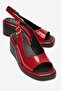 Orlena Red Patent Leather Genuine Leather Wedge Heeled Sandals