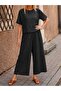 Women's Short Sleeve Boat Neck Blouse and Pants Two-Piece Set - 3