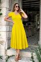 Women's Short Sleeve V-Neck Slit Midi Viscose Dress - 2