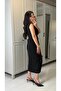 Women's Short Sleeve V-Neck Sandy Midi Dress with Wrap Detail on the Front and Slit - 3