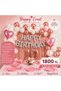 Happy Event Rose Gold & White Birthday Party Set |   Background, Happy Birthday Letter Balloon, Age Balloon, Table Decoration, Plate, Cup, Fork, Knife |   The Complete Party Concept