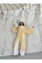 Brit Buttoned Fringe Detailed High Collar Long Kimono 0132 - Yellow - 4