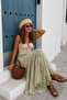 Women's Green Mini Floral Lace A-Line Half Lining Detailed Maxi Skirt - 3