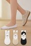 Women's 3-Piece Premium Laser Cut Ballerina Socks Black-White-Tan