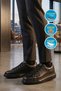 Black Memory Foam Genuine Leather Men's Sports Shoes Premium Casual Sneaker 6601 m - 3